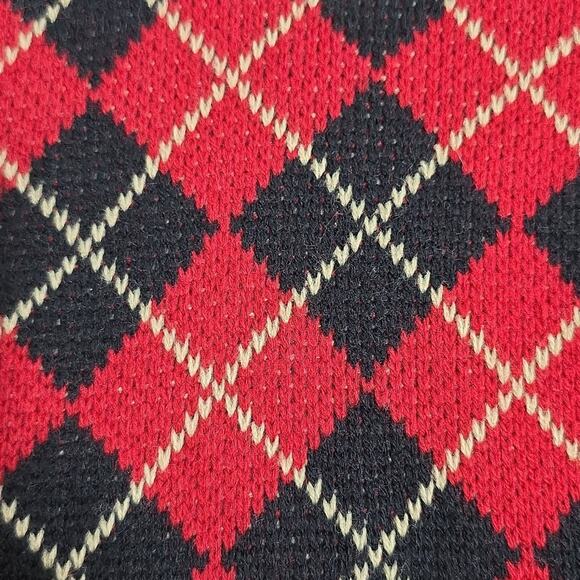VTG Crystal-Kobe Sz XL Red Black Argyle Gold Button Pockets Cardigan Sweater - Picture 7 of 13